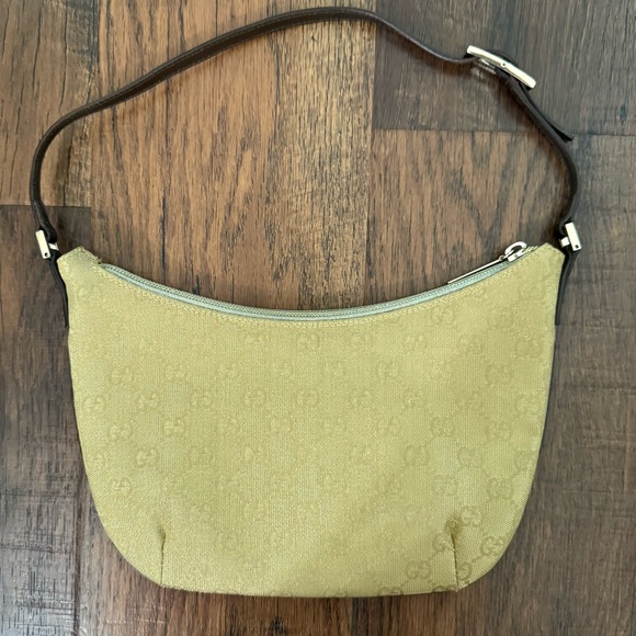 GUCCI gold fabric logo bag with metallic bronze handle, NWOT - Picture 4 of 16